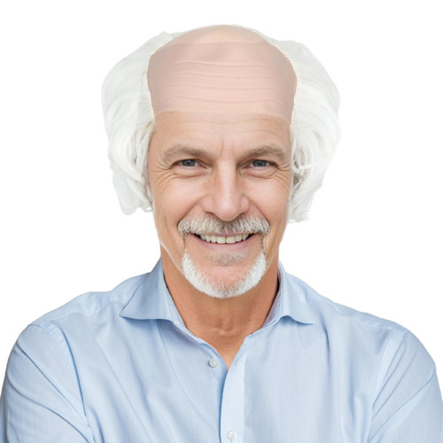 Miss U Hair Old Man Wig White Bald Cap With Hair On Sides Balding Wig Grandpa Halloween Cosplay Costume Wig
