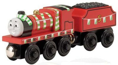 Thomas Wooden Railway - James With Team Colors Train & Tender - Retired