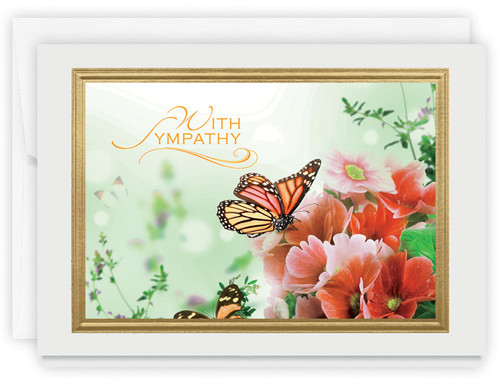 The Gallery Collection, 5 Count, Butterfly Garden Sympathy Cards with Pearl Lined Envelopes