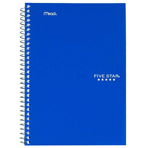 Five Star Spiral Notebook, 2 Subject, College Ruled Paper, 100 sheets, 9-1/2" x 6", Blue (72287)