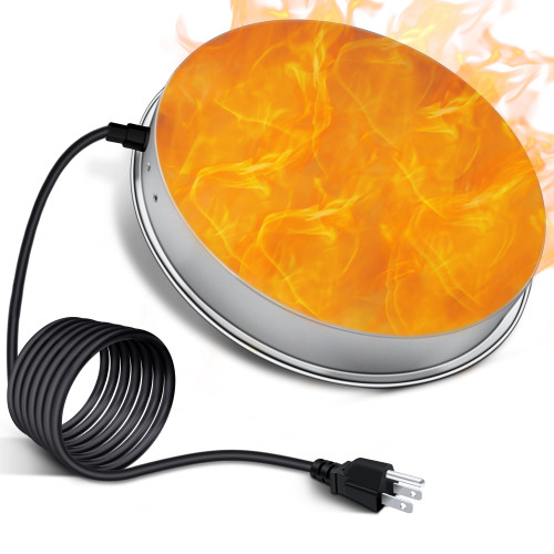 Chicken Water Heater, 110 Watt Chicken Waterer Heated Base 11 in for Metal Poultry Founts, Chicken Drinker Heater for Winter with Thermostat and 9.8 FT Power Cord