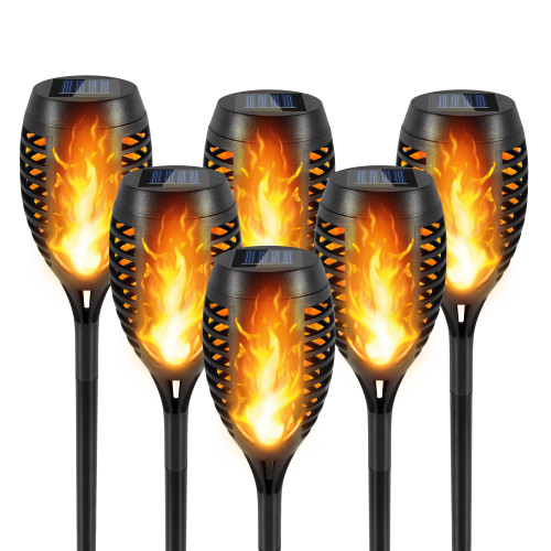 Khsp5d Solar Lights Outdoor Torch Lights with Flickering Flame, Solar Flame Lights Outside Garden Decor, Yard Lights Solar Powered Waterproof Landscape Pathway Lawn Torches Lights