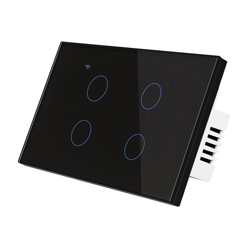 ZMIN WiFi Smart Light Switch Glass Screen Touch Panel Wireless Wall Interuptor Voice Remote Control by Tuya Alexa Google Home 4GANG Black