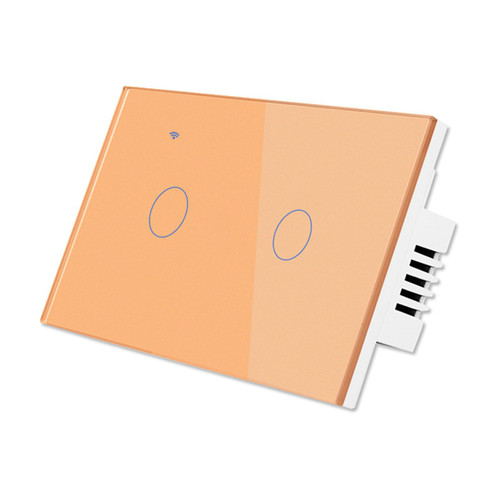 ZMIN WiFi Smart Light Switch Glass Screen Touch Panel Wireless Wall Interuptor Voice Remote Control by Tuya Alexa Google Home 2GANG Gold