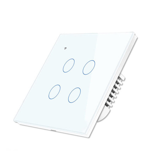 ZMIN WiFi Smart Light Switch Wall Glass Screen Interruptor Touch Panel Voice Control Wireless Work for Alexa Google Home 4Gang White