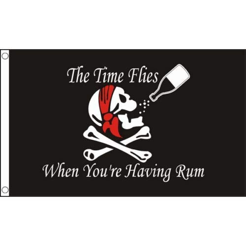 Trade Winds 3'X 5' TIME Flies When Having Rum Jolly Roger Pirate Flag 3X5 Fade Resistant Premium