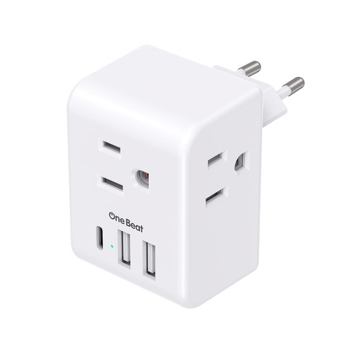 European Travel Plug Adapter, International Power Plug Adapter with 3 Outlets 3 USB Charging Ports(1 USB C), Type C Plug Adapter Travel Essentials to Most Europe EU Spain Italy France Germany European Travel Plug Adapter, International Power Plug Adapter with 3 Outlets 3 USB Charging Ports(1 USB C), Type C Plug Adapter Travel Essentials to Most Europe EU Spain Italy France Germany