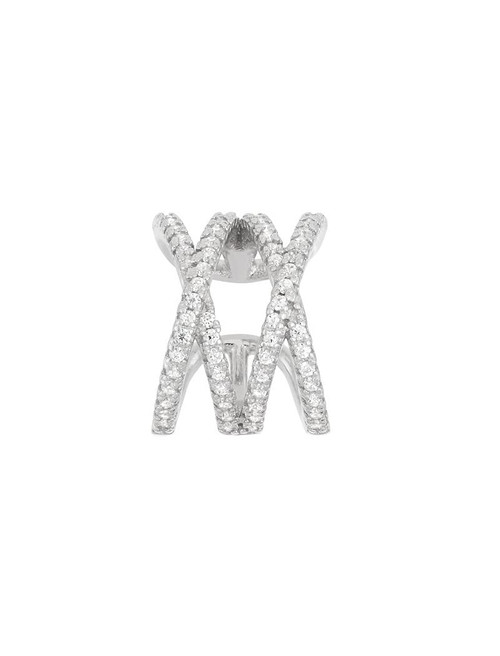 iJewelry2 Sterling Silver Double X Clear CZ Ear Cuff