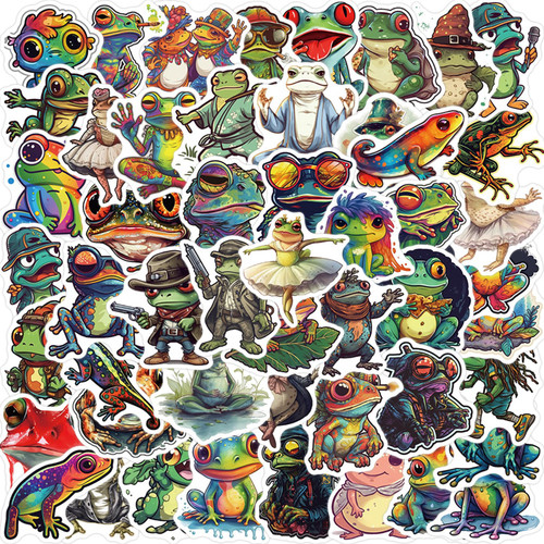 Trippy Stickers 50PCS Frog Psychedelic Stickers Waterproof Stickers Pack for Scrapbook Journaling Water Bottle Laptop Luggage Notebook Phone for Kids Teens Adult(Frog Psychedelic)