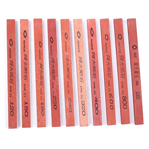 Sharpening Stone Set - CHEERBRIGHT 10pcs Assorted Sizes Whetstone Polishing Stone Kit 120#, 150#, 180#, 220#, 240#, 320#, 400#, 600#, 800#, 1000#