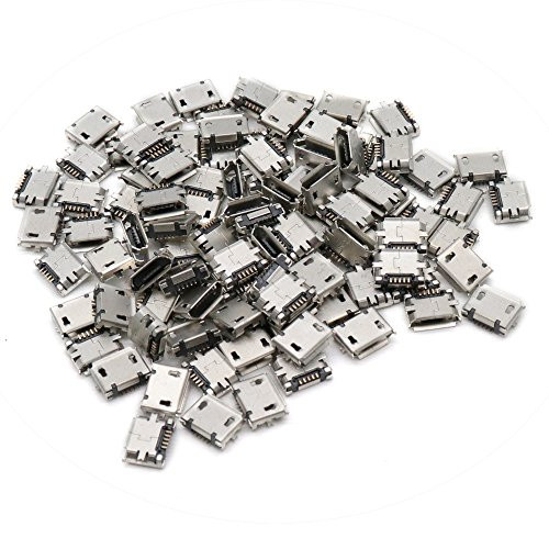 Yohii 100Pcs 180 Degree Micro USB Type B Female Socket 5Pin Solder Jack Connector SMD SMT Replacement Parts