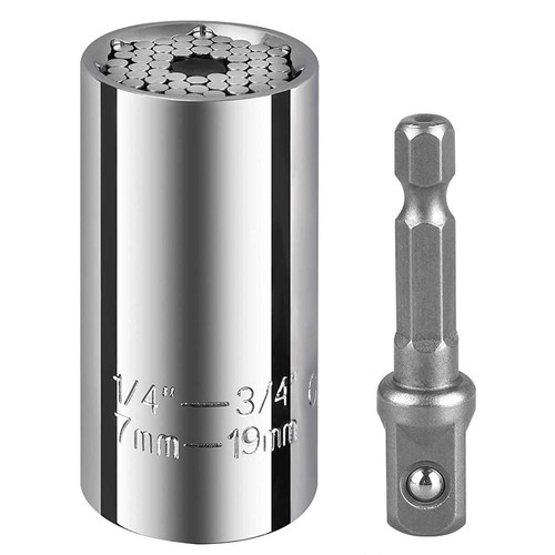 HTWORGRE Universal Socket, 1/4"-3/4" (7mm to 19mm) Ratchet Universal Socket Set with Wrench Power Drill Adapter - Best Tool Present for Handyman HTWORGRE Universal Socket, 1/4"-3/4" (7mm to 19mm) Ratchet Universal Socket Set with Wrench Power Drill Adapter - Best Tool Present for Handyman