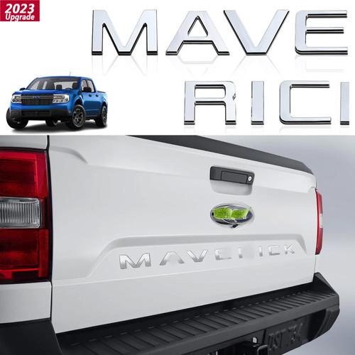 for Ford Maverick Tailgate Inserts Letters 2023 2022 3D Raised & Strong Adhesive Decals Letters, Tailgate Emblems Inserts Letters (Chrome Silver)