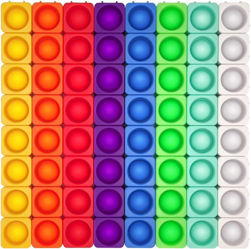 Giant Pop Blocks its Bubble Sensory Fidget Toys-Big Pop for Kids Building Fidget Blocks, Rainbow pop?Fidgets for Classroom?Stress Reliever Silicone Sensory Toys for Autistic Children (64PCS)
