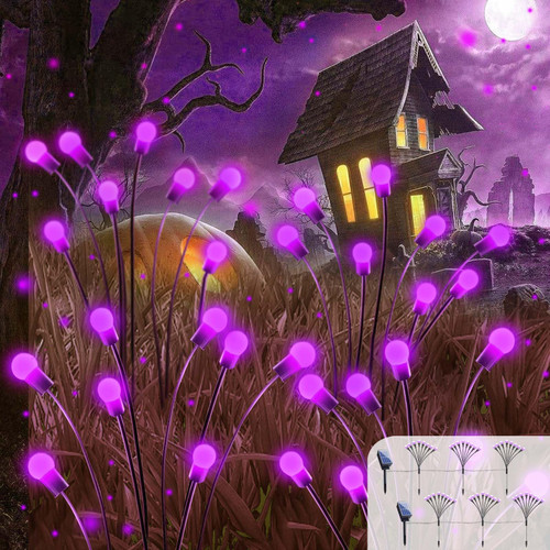 Upgraded ????? ????? ????? Solar Garden Lights - Solar Firefly Lights Outdoor, Solar Swaying Light, Sway by Wind, Solar Lights Outdoor Waterproof for Patio Pathway Decoration (Purple)