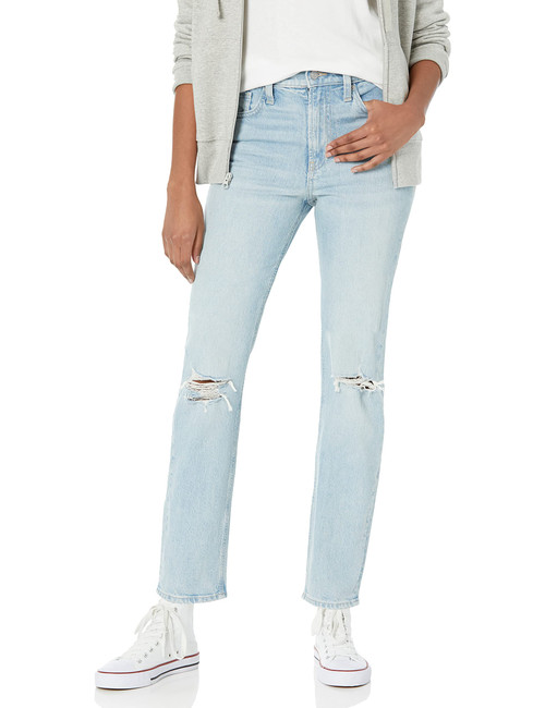 GAP Womens High Rise Straight Fit Jeans, Light Lynn Destroy, 24 Long US