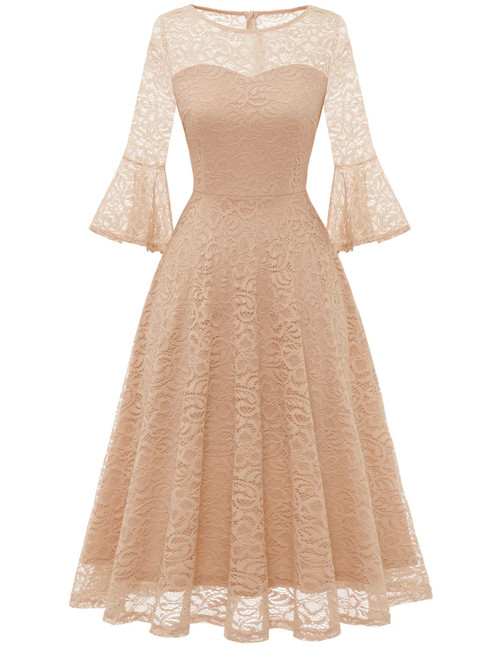 DRESSTELLS Plus Size Champagne 3/4 Sleeve Dress Cocktail Dresses for Women Wedding Guest Lace Vintage Bridesmaid Dress Champagne 3XL DRESSTELLS Plus Size Champagne 3/4 Sleeve Dress Cocktail Dresses for Women Wedding Guest Lace Vintage Bridesmaid Dress Champagne 3XL