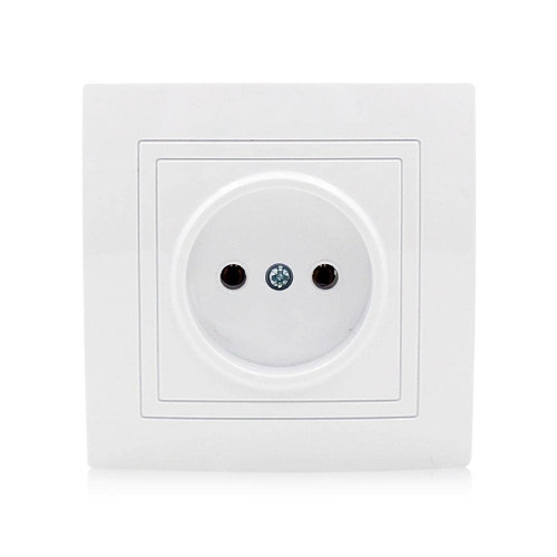 Wall Single Outlet European Power Adapter Socket Wall Panel Socket Round Hole Electrical Outlet Indoor Use Ungrounded EU Wall Plate Outlet Covers White