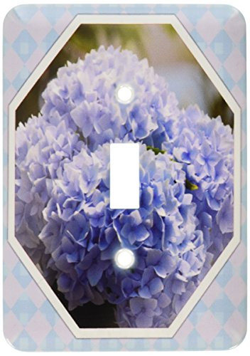 3dRose LSP_56219_1 Diamonds with Blue Hydrangea Flowers-Romantic Floral Print Single Toggle Switch