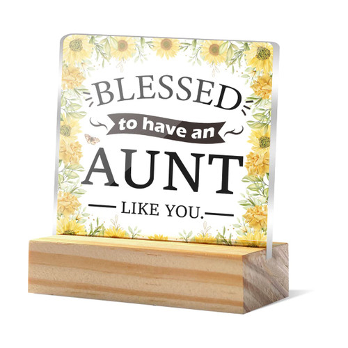 Aunt Gift From Niece Nephew, Aunt Desk Decor Art, Sunflower Bless to Have an Aunt Clear Acrylic Desk Decorative Sign Home Office Auntie Acrylic Plaque Sign Keepsake Gifts Aunt Gift From Niece Nephew, Aunt Desk Decor Art, Sunflower Bless to Have an Aunt Clear Acrylic Desk Decorative Sign Home Office Auntie Acrylic Plaque Sign Keepsake Gifts