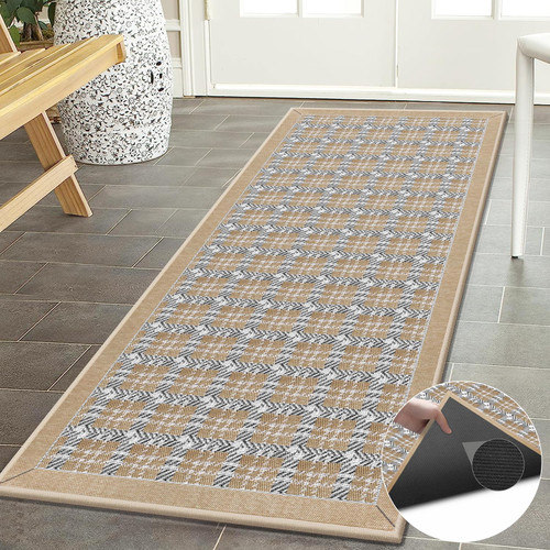 Washable Runner Rugs Mat - Rubber Backing Farmhouse Rug Runner Floor Runner Non Slip Throw Rug for Hallway - Large Rug Runner Front Doormat Neutral Area Rug Carpet for Kitchen, Splicing Beige Washable Runner Rugs Mat - Rubber Backing Farmhouse Rug Runner Floor Runner Non Slip Throw Rug for Hallway - Large Rug Runner Front Doormat Neutral Area Rug Carpet for Kitchen, Splicing Beige