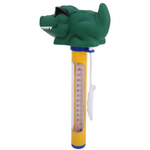 Floating Pool Thermometer,Swimming Pool Thermometer, Pool Thermometer Temperature Gauge Cartoon Alligator Shape with String for Swimming Pool Spa Hot Tub Pond