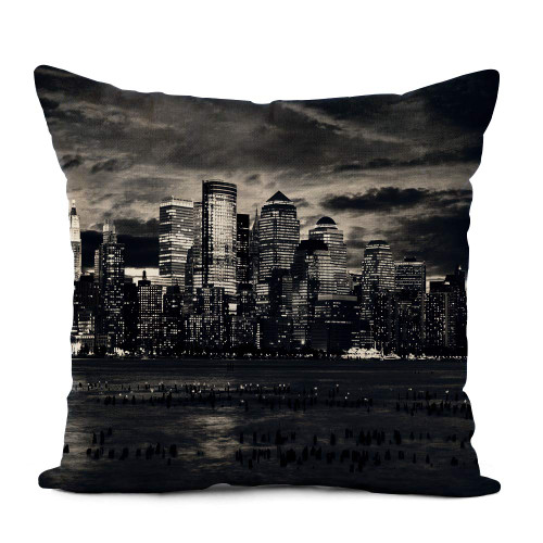 rouihot Linen Throw Pillow Cover Night New York City Manhattan Taken from Jersey Side Home Decor Pillowcase 16x16 Inch Cushion Cover for Sofa Couch Bed and Car