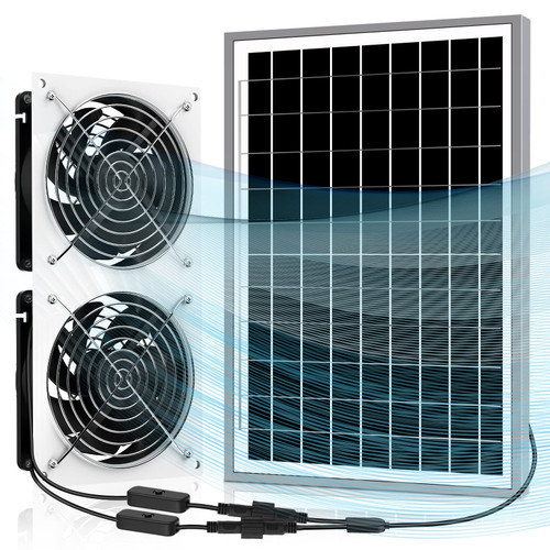 LiLDiHO Solar Fan-Solar Powered Fan-Solar Fan for shed- Solar Fan for Greenhouse, 15W Solar Panel + 2 Pcs High Speed DC Brushless Fan, for Chicken Coop,Dog House, DIY Cooling Ventilation Project