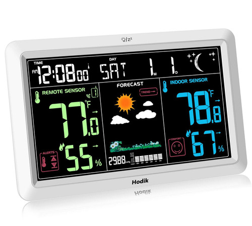 Weather Station with Atomic Clock Indoor Outdoor Thermometer Wireless, Humidity and Temperature Monitor Barometer Hygrometer with High Precision Sensor White Weather Station with Atomic Clock Indoor Outdoor Thermometer Wireless, Humidity and Temperature Monitor Barometer Hygrometer with High Precision Sensor White