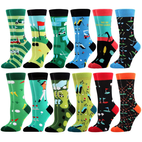 WeciBor Women's Funny Golf Pattern Casual Combed Cotton Socks - 12 Pack - Size 5-8
