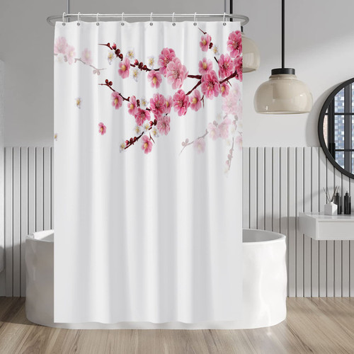 Baocicco Peach Blossom Shower Curtain Pink Floral Cherry Blossom Shower Curtains Decorative for Bathroom Home Bathtubs Waterproof Fabric Shower Curtain with Hooks 48x72 Inches Baocicco Peach Blossom Shower Curtain Pink Floral Cherry Blossom Shower Curtains Decorative for Bathroom Home Bathtubs Waterproof Fabric Shower Curtain with Hooks 48x72 Inches