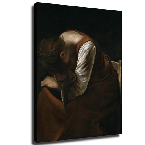 Caravaggio Mary Magdalene Grieving Poster Canvas Print Painting Picture Wall Art Character Home Bedroom Living Room Decoration (08x10 inch,frame)