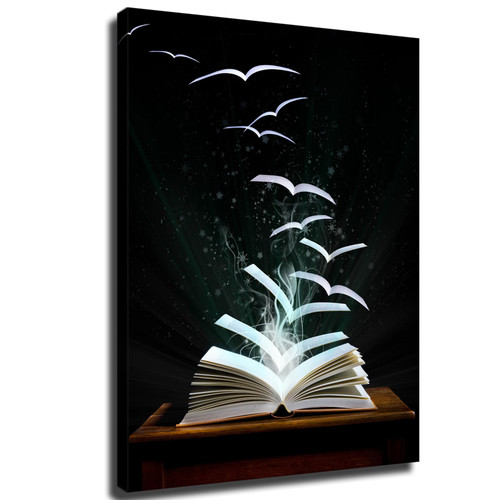 Magic Book Poster Canvas Print Painting Picture Wall Art Character Home Bedroom Living Room Decoration (frame,08x10 inch)