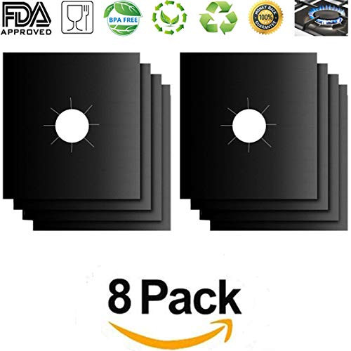 Stove Burner Covers, iPOPULUS 8 Pack Reusable Gas Range Protectors 0.2mm Thickness Non-Stick Heat Resistant Fast Clean Stovetop Burner Protector Liners(10.6" X 10.6") Stove Burner Covers, iPOPULUS 8 Pack Reusable Gas Range Protectors 0.2mm Thickness Non-Stick Heat Resistant Fast Clean Stovetop Burner Protector Liners(10.6" X 10.6")
