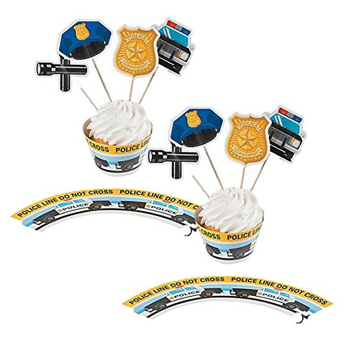 Party Supplies Police Party Cupcake Wrappers with Picks - Makes 100 by