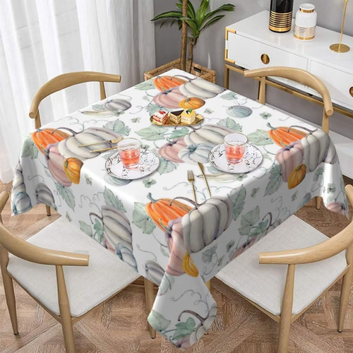 Sunshineyan Thanksgiving Fall Tablecloth 54x54 Inch Square, Autumn Harvest Pumpkin Tablecloths Stain Resistance Polyester Table Cloth for Holiday Parties Kitchen Dining Indoor Outdoor