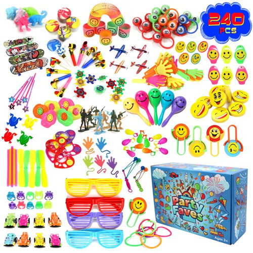 Party Faves 240PC Party Favors for Kids Goodie Bags Birthday Carnival Prizes Classroom Pinata Stuffers Goodie Bag Fillers Treasure Box Toys