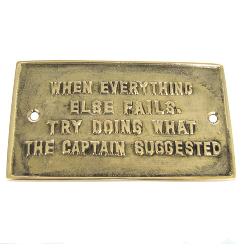 Treasure Gurus Solid Brass Ships Plaque LISTEN TO THE CAPTAIN!