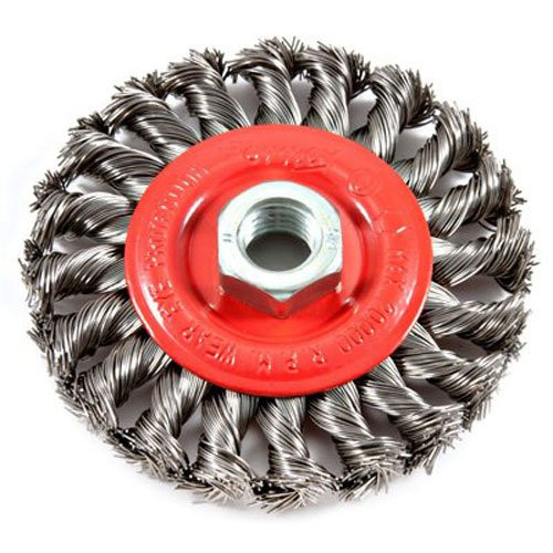 Forney 72759 Wire Wheel Brush, Twist Knot with 5/8-Inch-11 Threaded Arbor, 4-Inch-by-.020-Inch Forney 72759 Wire Wheel Brush, Twist Knot with 5/8-Inch-11 Threaded Arbor, 4-Inch-by-.020-Inch