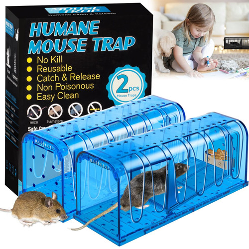 Humane Mouse Traps Indoor Outdoor, No Kill Mouse Traps,Reusable Rat Traps Catch and Release That Work,Live Mouse Traps Safe Mice Trap Catcher for House,Garage,Small Rodent,Voles,Hamsters,Mole