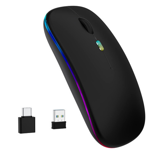 Wireless Mouse,Led Wireless Bluetooth Mouse for Laptop (Bluetooth 5.1 + USB)?2.4G Portable Rechargeable Wireless Ergonomic Computer Mouse?Wireless Mouse for Laptop?MacBook, PC, Android ,Window