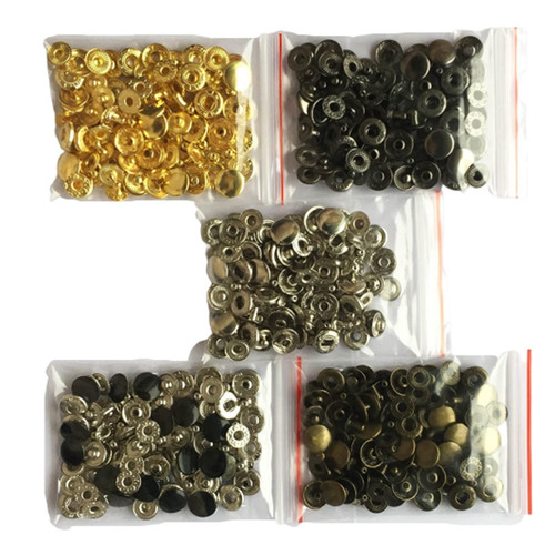 XTYPE Sew-on Snap Buttons 50set Leather Snap Fasteners Kit,10mm 12mm 15mm Metal Button Snaps Press Studs,4 Installation Tools, Leather Snaps for Clothes Press Studs Buttons for Sewing