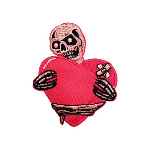 Wikineon Iron On Embroidered Patch, Motorcycle Love Skull "Skull Carry A Heart" - Appliable to Badge Iron On Sew On Emblem Patch DIY Accessories Perfect for Jackets, Clothes, Hats & Jeans