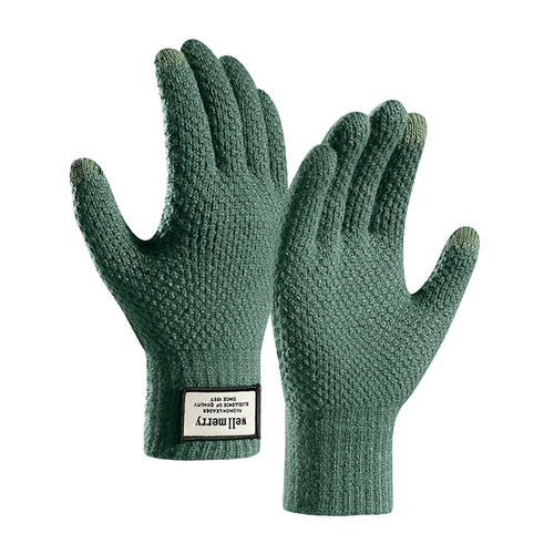 Unaone Winter Gloves for Men, Touch Screen Texting Warm Gloves Cold Weather Gloves with Soft Knit Lining and Elastic Cuff, Green
