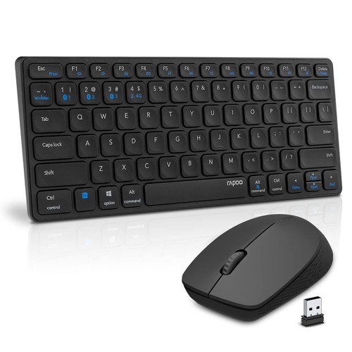 Bluetooth Keyboard and Mouse, RAPOO Dual-Mode (Bluetooth 3.0/5.0 + 2.4G) Wireless Keyboard and Mouse Combo, Ultra-Slim Multi-Device Keyboard and Silent Mouse for Mac, iPad, Laptop, Windows XP