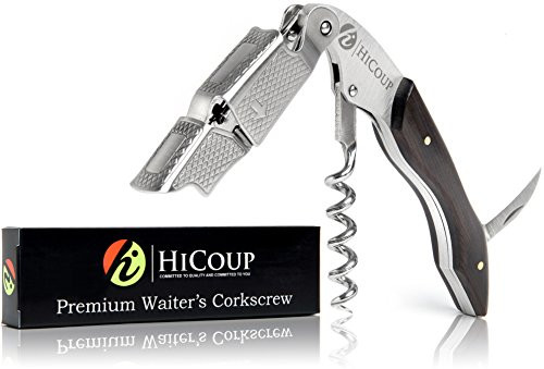 Waiters Corkscrew by HiCoup - Professional Ebony Wood All-in-one Corkscrew, Bottle Opener and Foil Cutter, the Favoured Wine Opener of Sommeliers, Waiters and Bartenders Waiters Corkscrew by HiCoup - Professional Ebony Wood All-in-one Corkscrew, Bottle Opener and Foil Cutter, the Favoured Wine Opener of Sommeliers, Waiters and Bartenders