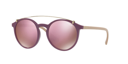 Vogue Eyewear Women's Vo5161s Round Sunglasses, Violet/Dark Brown Mirrored Pink, 51 mm