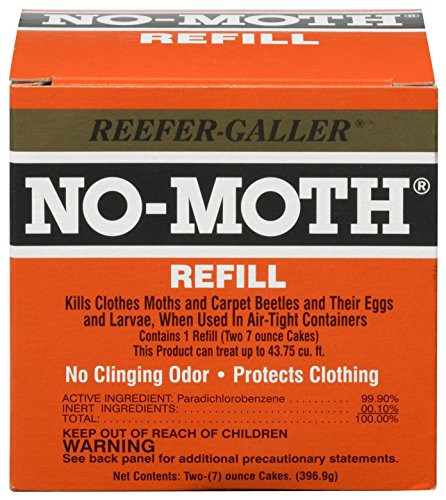 Reefer-Galler NO MOTH Closet Hanger Refill Kills Clothes Moths, Carpet Beetles, and Eggs and Larvae
