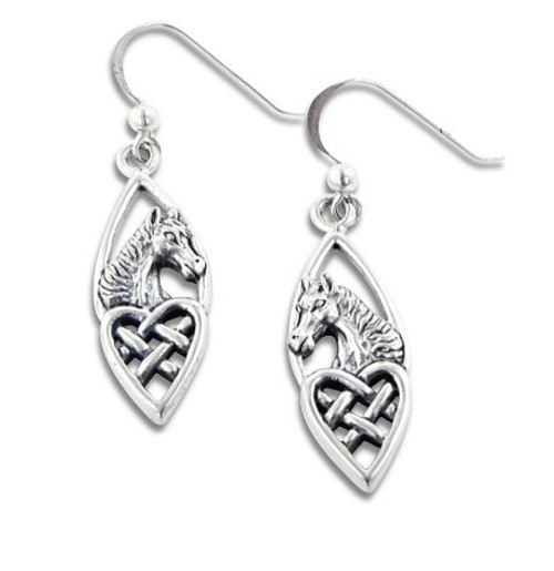 Celtic Knot Heart and Horse Head Sterling Silver Earrings Celtic Knot Heart and Horse Head Sterling Silver Earrings