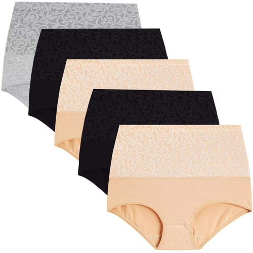 YaShaer Women's Underwear High Waist Cotton Briefs Ladies Panties Tummy Control Plus Size Full Coverage Soft Comfortable Panty Underpants Multipack Size XL